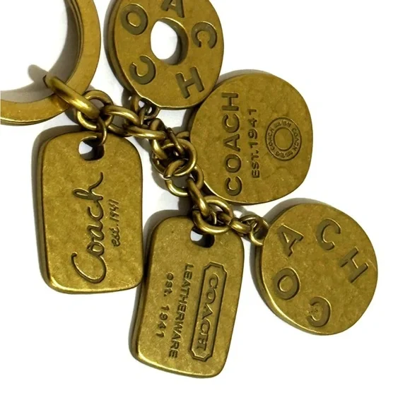 Coach Y2K Hammered Brass Coins Key Fob Multi Charm Bag Charm RARE 💛✨ - Picture 3 of 4